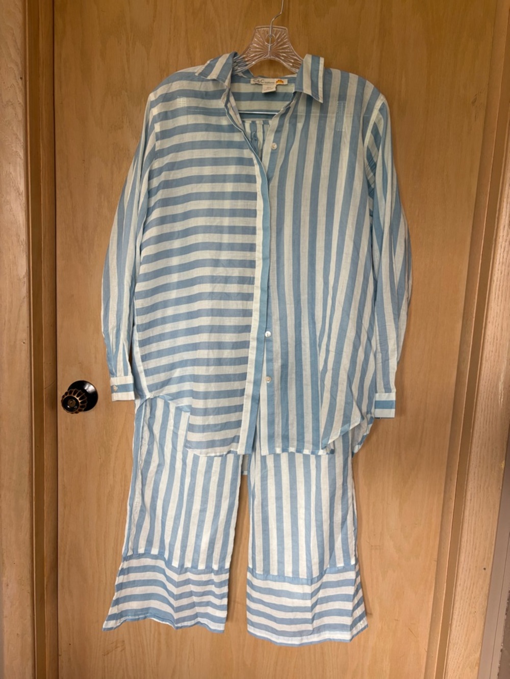 C&C California Blue & White Striped Pajama Set